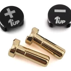1UP Racing LowPro Bullet Plug Grips w/4mm Bullets (Black/Black)