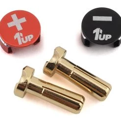 1UP Racing LowPro Bullet Plug Grips w/4mm Bullets (Black/Red)