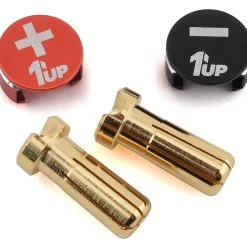 1UP Racing LowPro Bullet Plug Grips w/5mm Bullets (Black/Red)