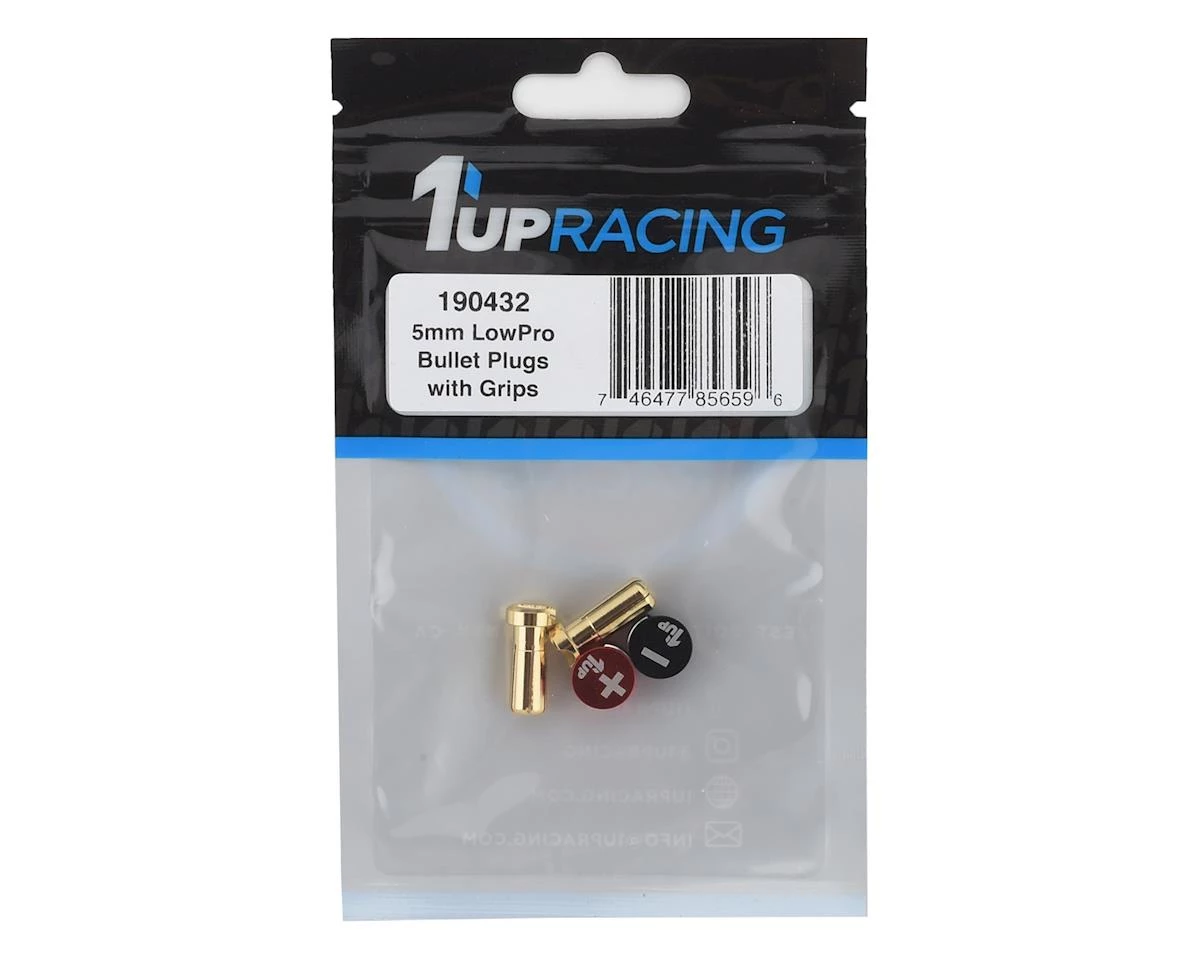 1UP Racing LowPro Bullet Plug Grips w/5mm Bullets (Black/Red) 4 1UP Racing LowPro Bullet Plug Grips w/5mm Bullets (Black/Red) - Image 2