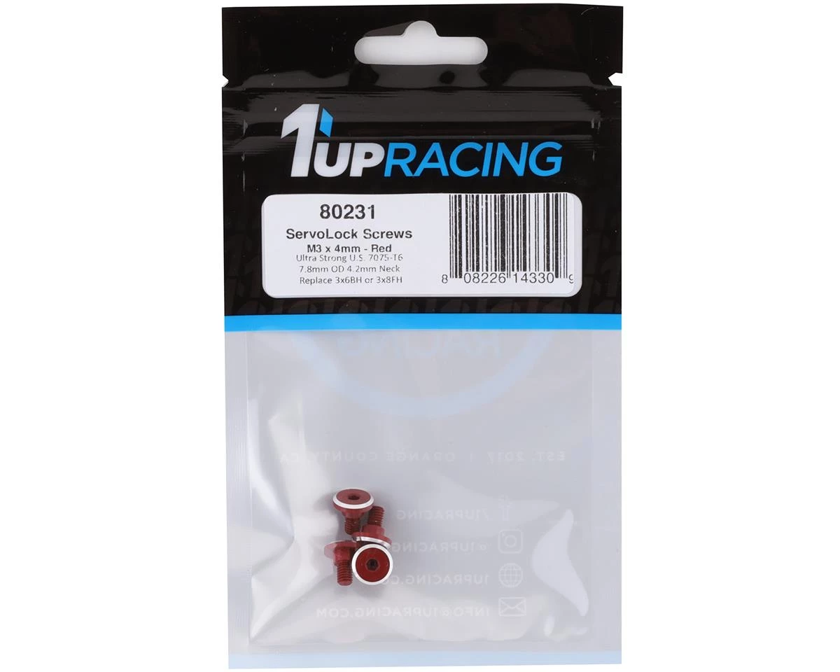 1UP Racing 3x4mm Aluminum Servo Mounting Screws w/4.2mm Neck (Red) (4) 4 1UP Racing 3x4mm Aluminum Servo Mounting Screws w/4.2mm Neck (Red) (4) - Image 2