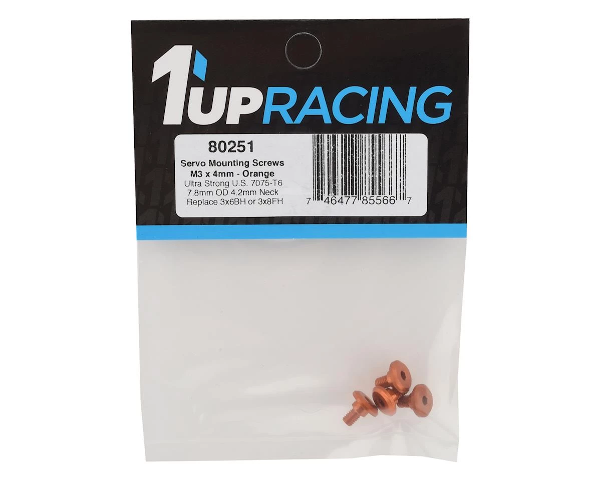 1UP Racing 3x4mm Aluminum Servo Mounting Screws w/4.2mm Neck (Orange) (4) 4 1UP Racing 3x4mm Aluminum Servo Mounting Screws w/4.2mm Neck (Orange) (4) - Image 2