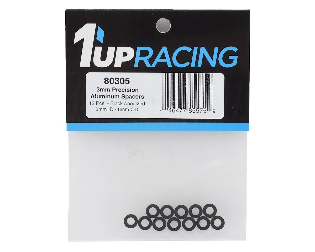 1UP Racing 3x6mm Precision Aluminum Shims (Black) (12) (3mm) 4 1UP Racing 3x6mm Precision Aluminum Shims (Black) (12) (3mm) - Image 2