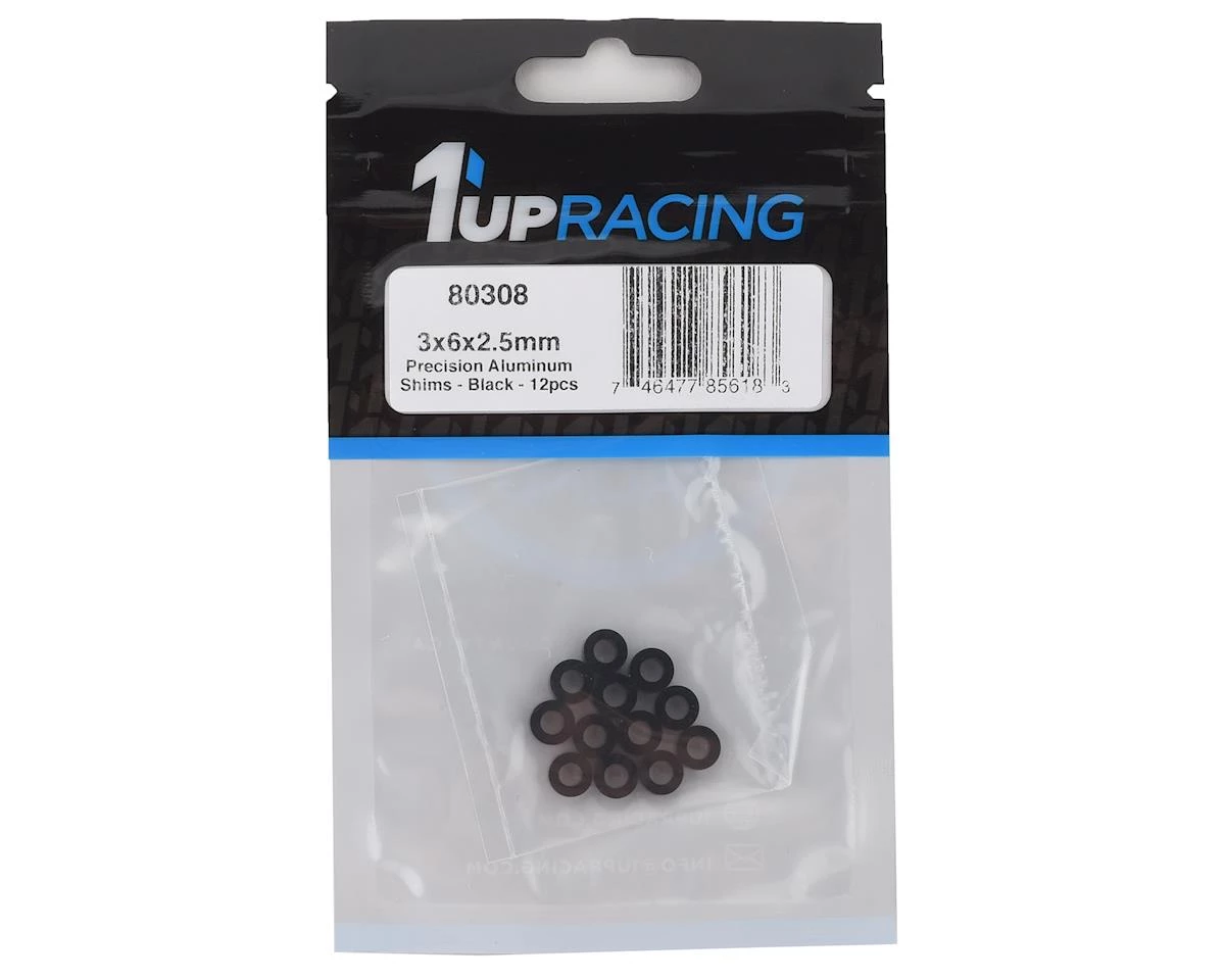 1UP Racing 3x6mm Precision Aluminum Shims (Black) (12) (2.5mm) 4 1UP Racing 3x6mm Precision Aluminum Shims (Black) (12) (2.5mm) - Image 2