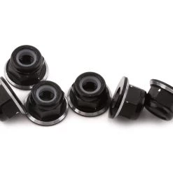 1UP Racing Sales Store 42 1UP Racing 3mm Aluminum Flanged Locknuts (Black/Silver) (6)