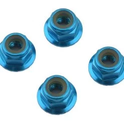 1UP Racing 4mm Serrated Aluminum Locknuts (Blue) (4)