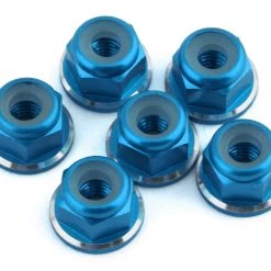 1UP Racing 3mm Aluminum Flanged Locknuts w/Chamfered Finish (Blue) (6)
