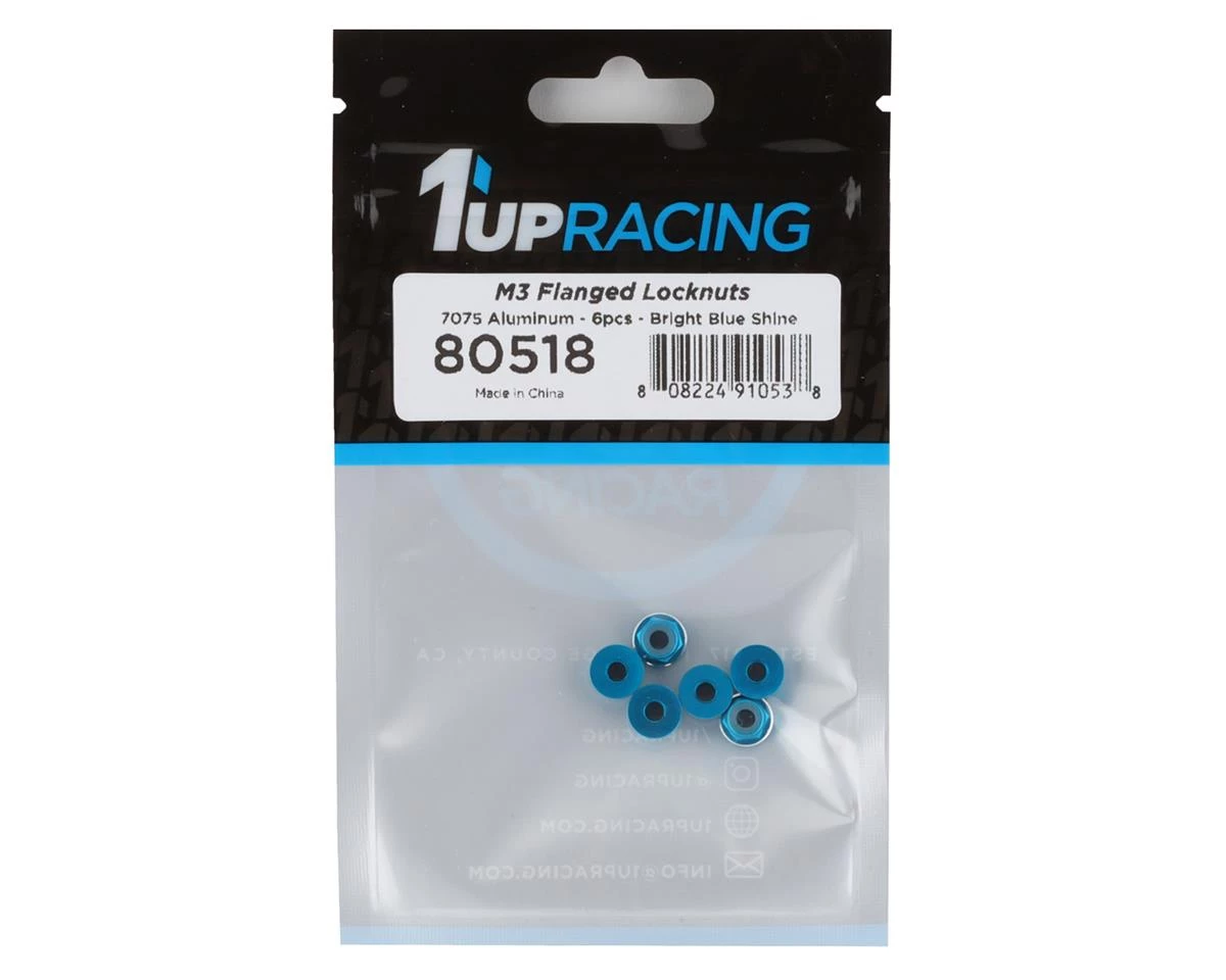 1UP Racing 3mm Aluminum Flanged Locknuts w/Chamfered Finish (Blue) (6) 4 1UP Racing 3mm Aluminum Flanged Locknuts w/Chamfered Finish (Blue) (6) - Image 2