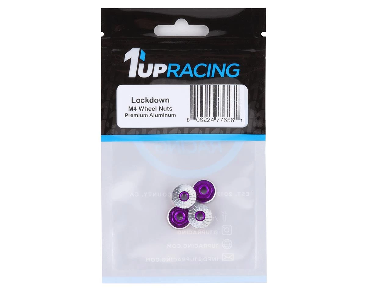 1UP Racing Lockdown UltraLite 4mm Serrated Wheel Nuts (Purple) (4) 4 1UP Racing Lockdown UltraLite 4mm Serrated Wheel Nuts (Purple) (4) - Image 2