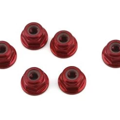1UP Racing 3mm Aluminum Flanged Locknuts (Red) (6)