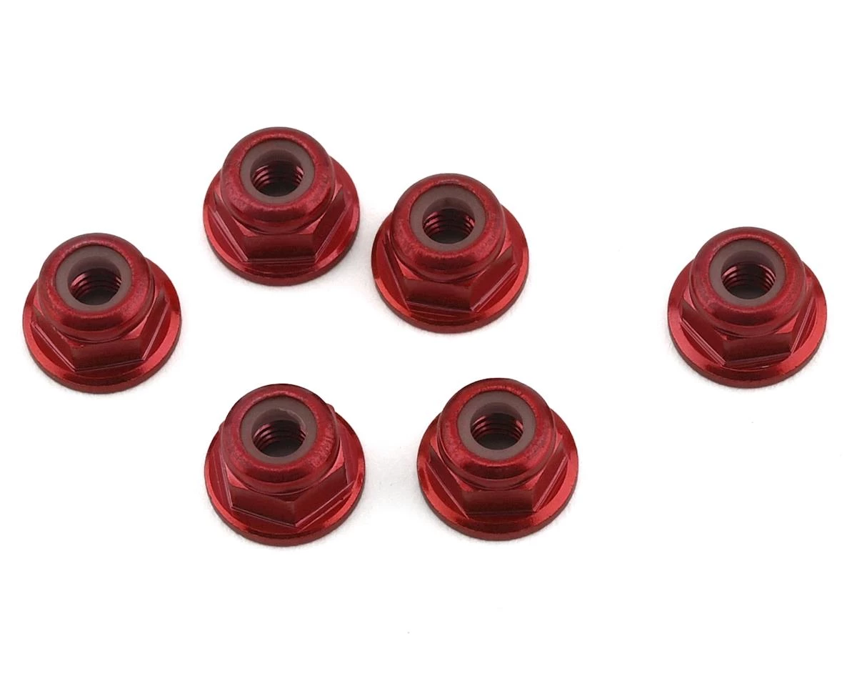 1UP Racing 3mm Aluminum Flanged Locknuts (Red) (6) 3 1UP Racing 3mm Aluminum Flanged Locknuts (Red) (6)