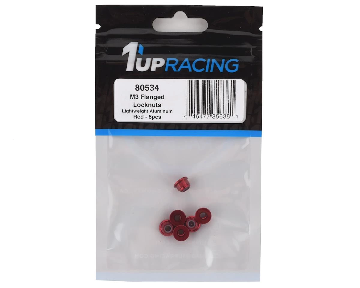 1UP Racing 3mm Aluminum Flanged Locknuts (Red) (6) 4 1UP Racing 3mm Aluminum Flanged Locknuts (Red) (6) - Image 2
