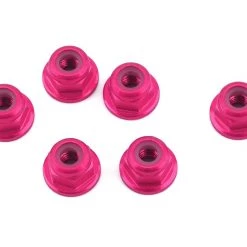 1UP Racing 3mm Aluminum Flanged Locknuts (Pink) (6)