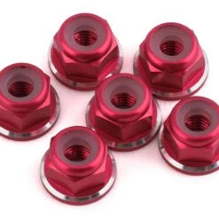 1UP Racing 3mm Aluminum Flanged Locknuts w/Chamfered Finish (Pink) (6)