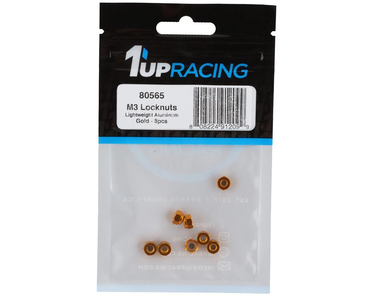 1UP Racing 3mm Aluminum Locknuts (Gold) (8) 4 1UP Racing 3mm Aluminum Locknuts (Gold) (8) - Image 2