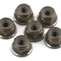 1UP Racing 3mm Aluminum Flanged Locknuts w/Chamfered Finish (Gunmetal) (6)
