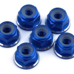 1UP Racing 3mm Aluminum Flanged Locknuts w/Chamfered Finish (Dark Blue) (6)